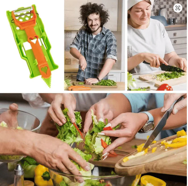 Pelador multifuncional 2 en 1 + Juego De 6 Cuchillos De Cocina Profesionales