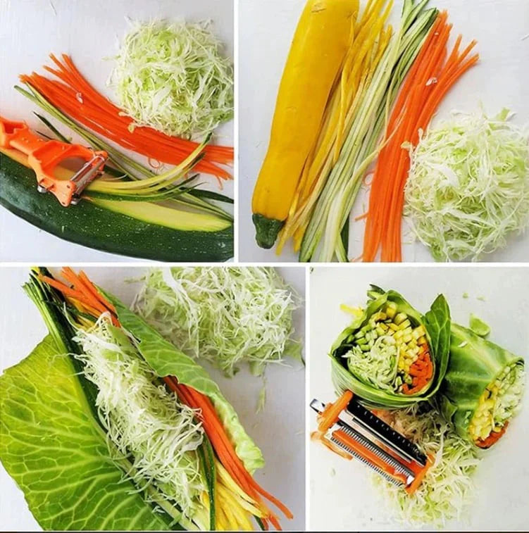 Pelador multifuncional 2 en 1 + Juego De 6 Cuchillos De Cocina Profesionales